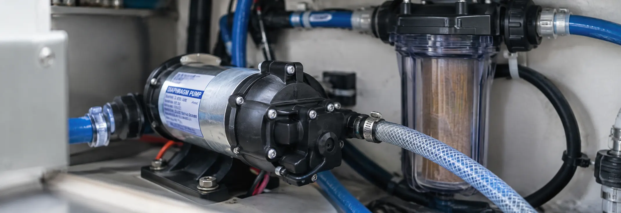 Membranpumpe auf einem Boot