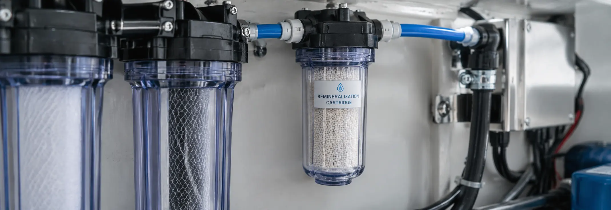 verschiedene Sedimentfilter und eine nachfüllbare Remineralisierung