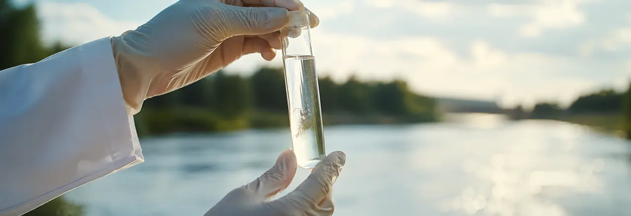 Wasserprobe wird im Labor auf Schadstoffe untersucht