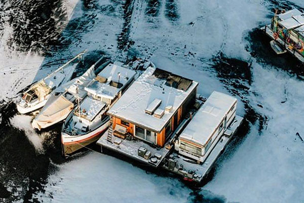 Bootsinsel vor Alt-Stralau im Winter